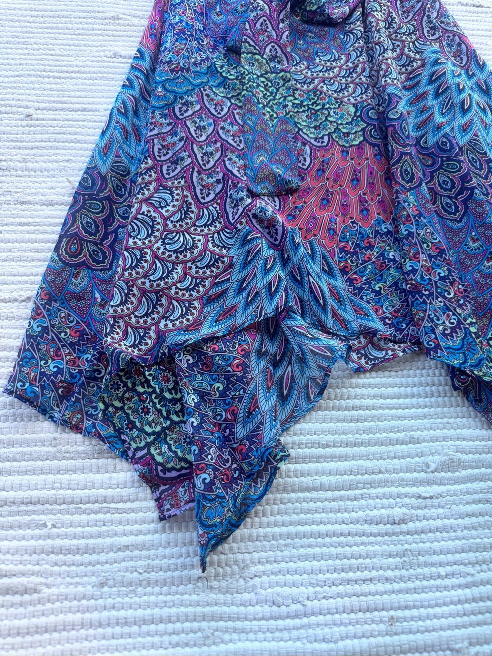 MSK Blue Purple Paisley Handkerchief Hem Midi Dress Size 10 NWT - Picture 4 of 12